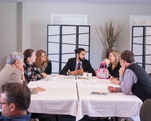 Residents at a lunch meeting